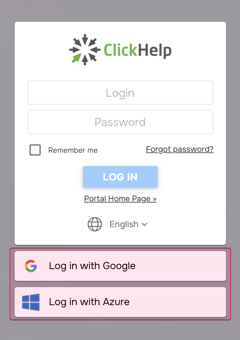 Login page with multiple identity providers configured.