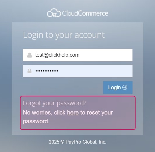 PayPro Global - forgot password