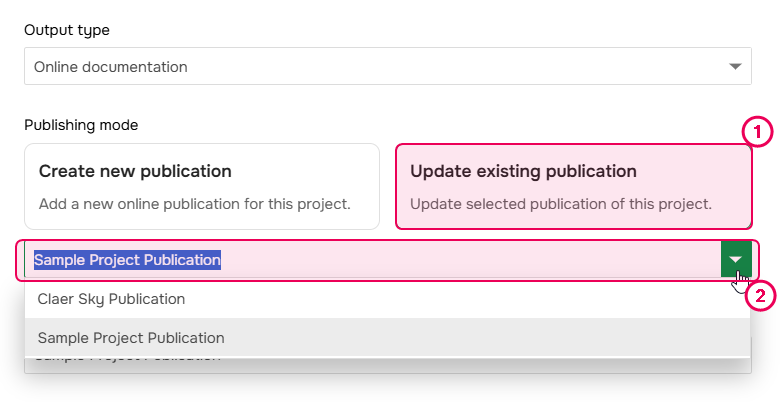 Select mode and publication