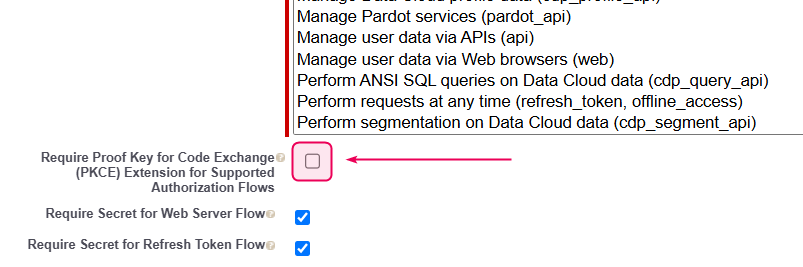 Disable the PKCE option.
