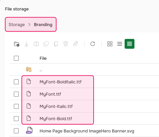 Fonts in the Branding folder.