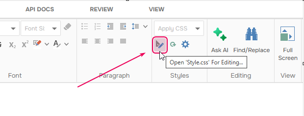 Open project style file