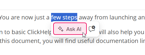 WriteAssist Ask AI popup.